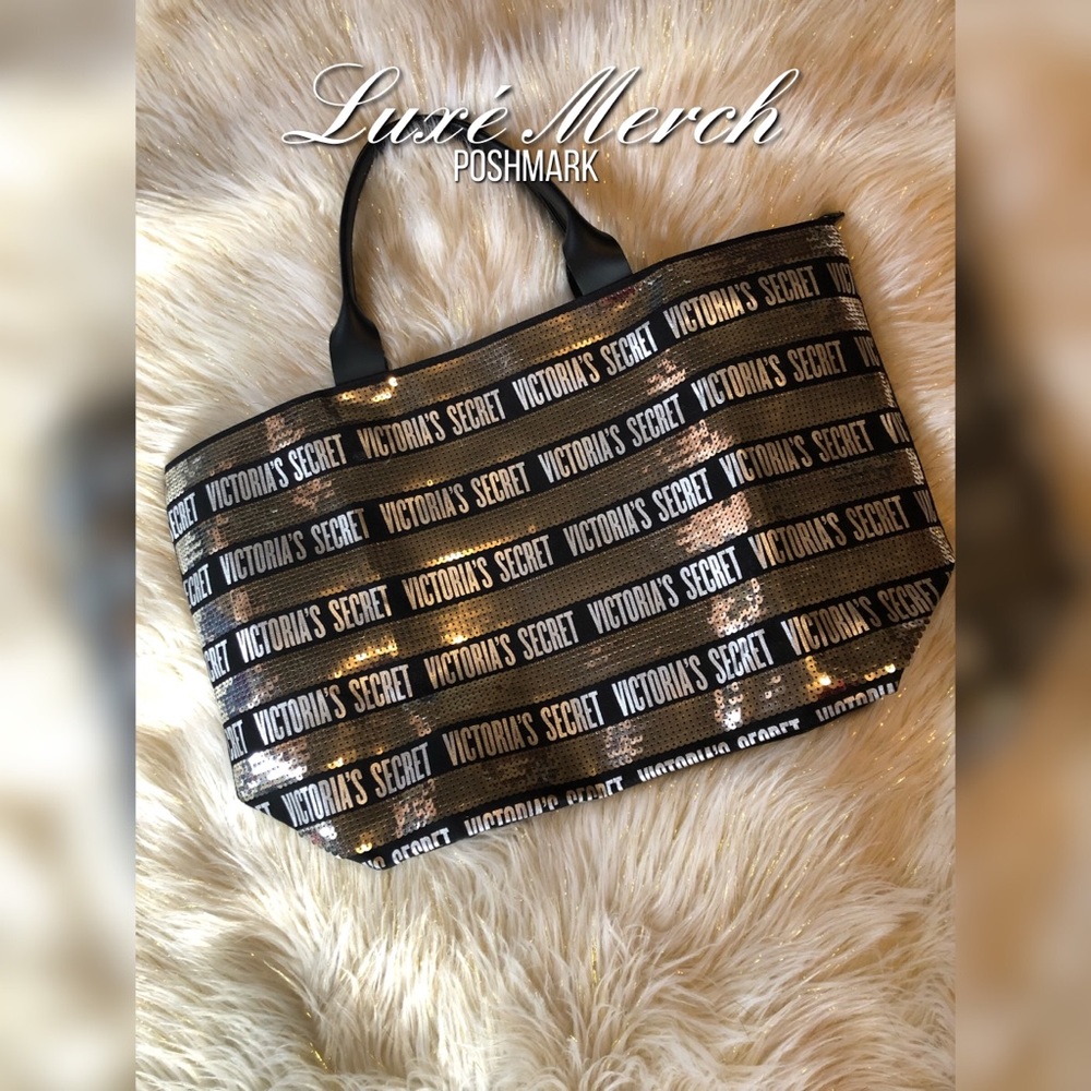 🖤Victoria's Secret Sequin Tote Bag🖤 Silver/Black